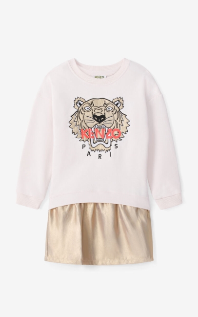 Kenzo Kids Tiger Dress And Sweatshirt Ensemble Faded Pink